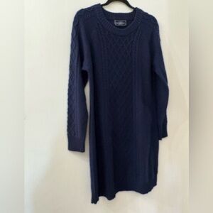 Kiel James Patrick Navy Long Sleeve sweater Dress -navy blue- large - wool blend
